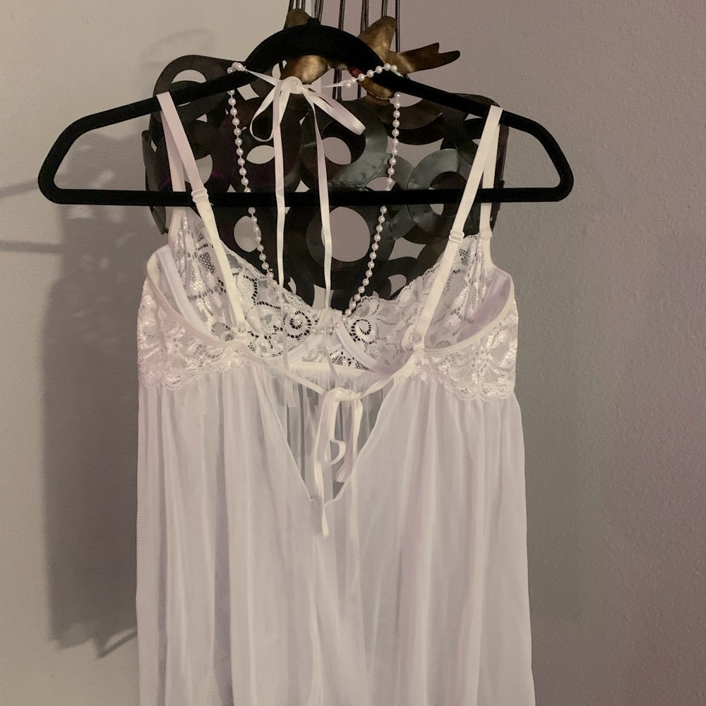 Lingerie White Baby doll with pearls
